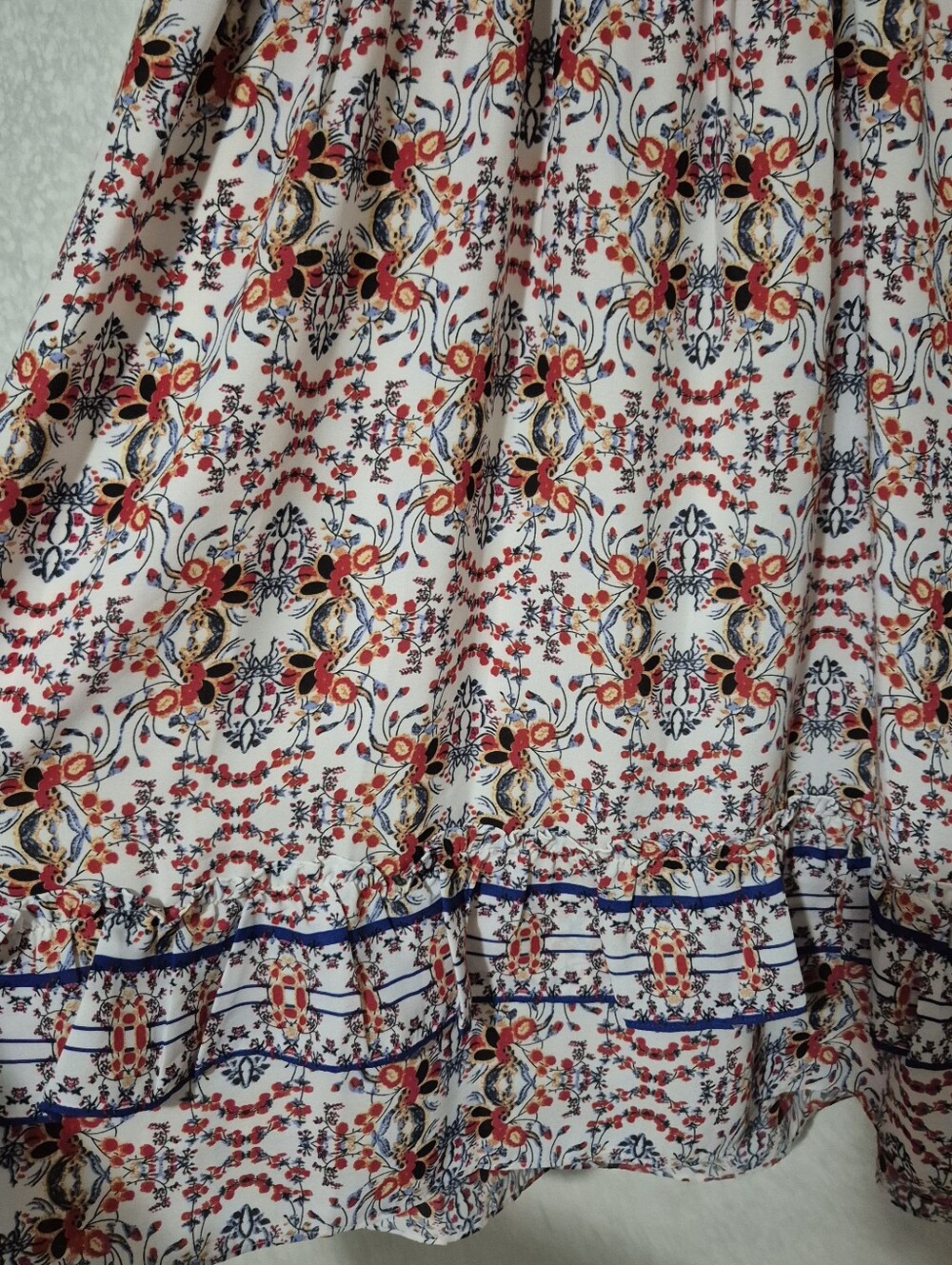 Nwt Max Studio Floral Print Midi Dress In White, Red & Blue...Size:Xl — image 3 of 8
